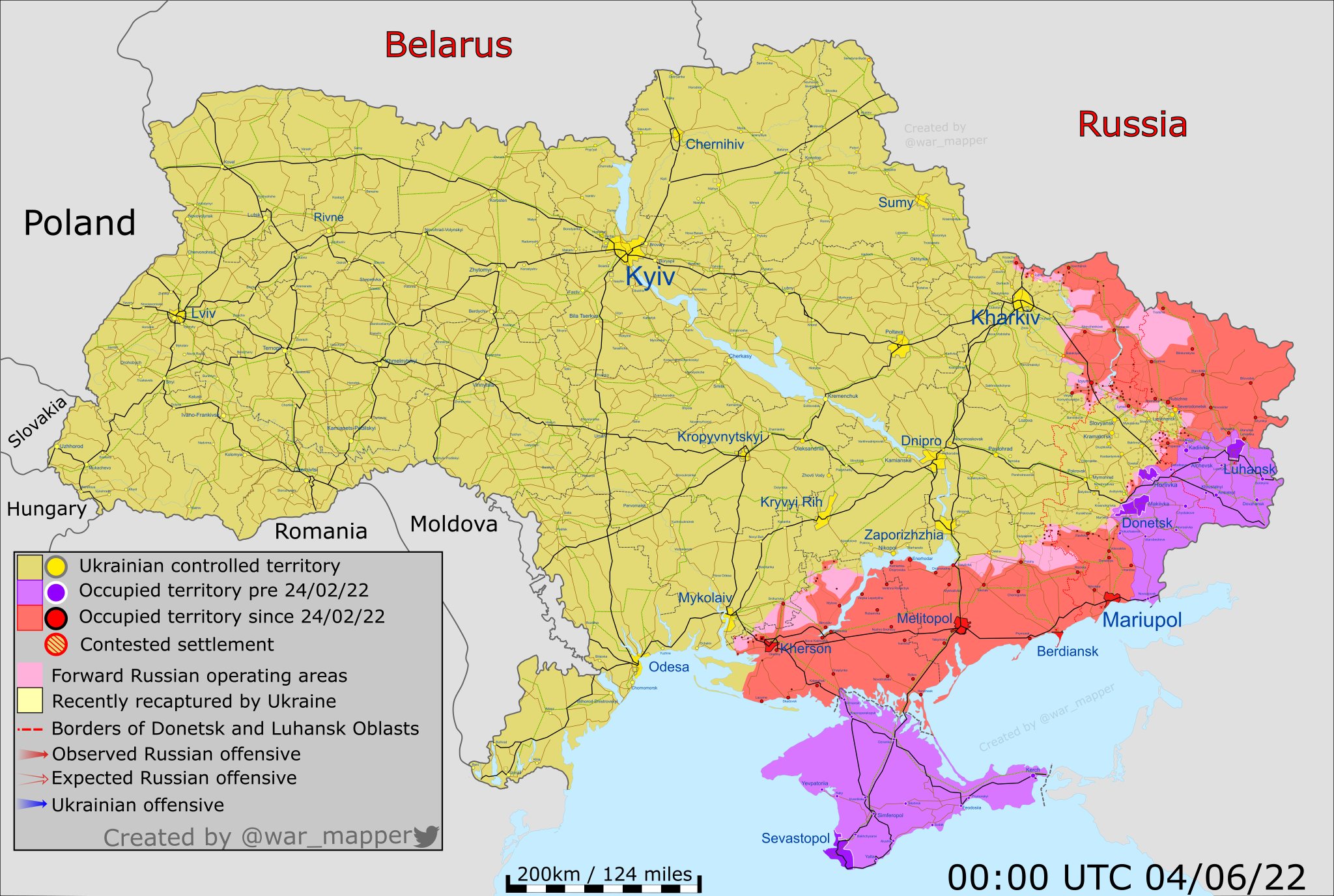 Ukraine War Map - 4-6-22