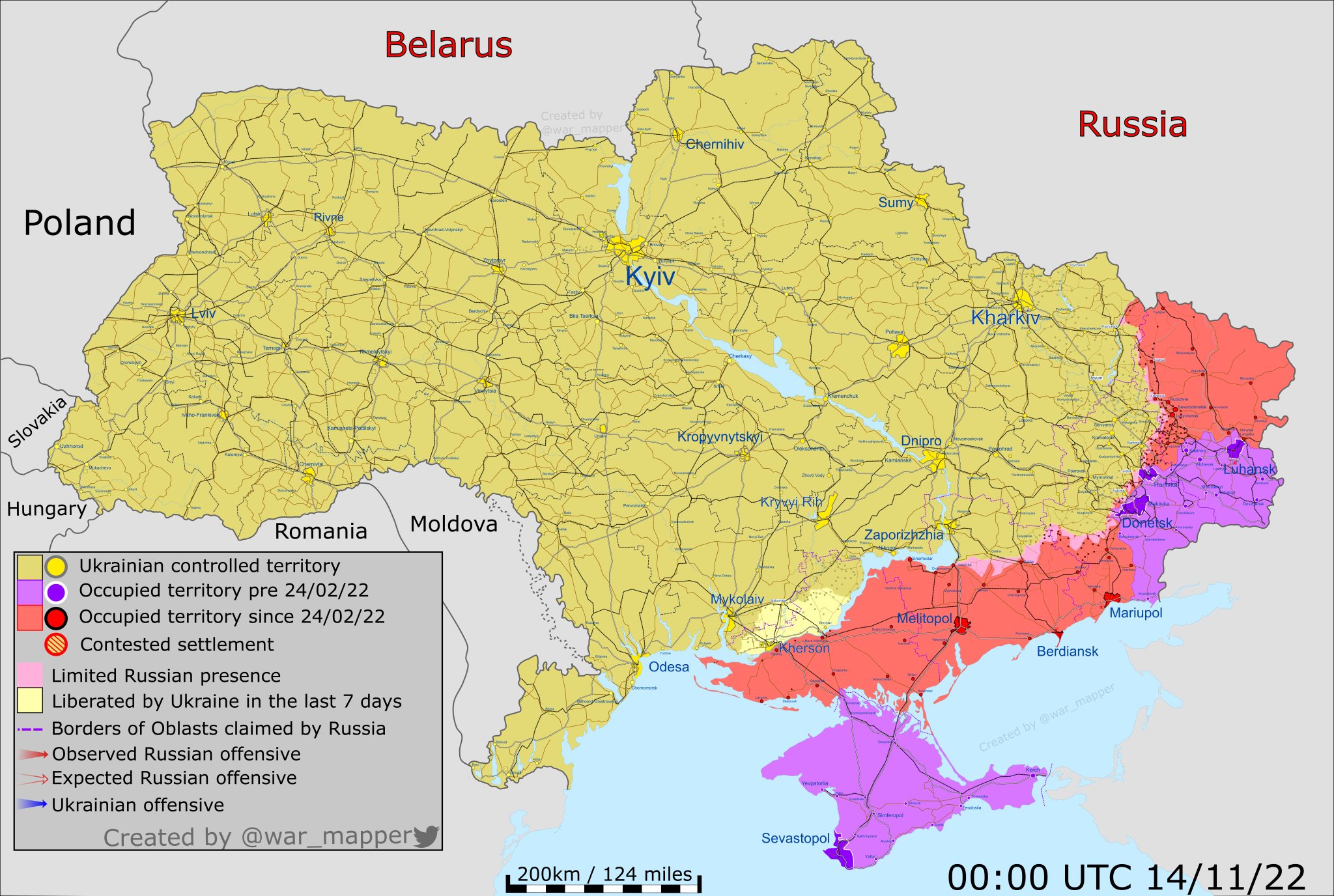 Ukraine War Map - 14-11-22