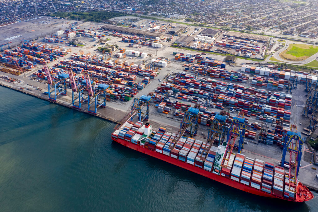 Ship,Loading,In,The,Port,Of,Santos,In,São,Paulo,